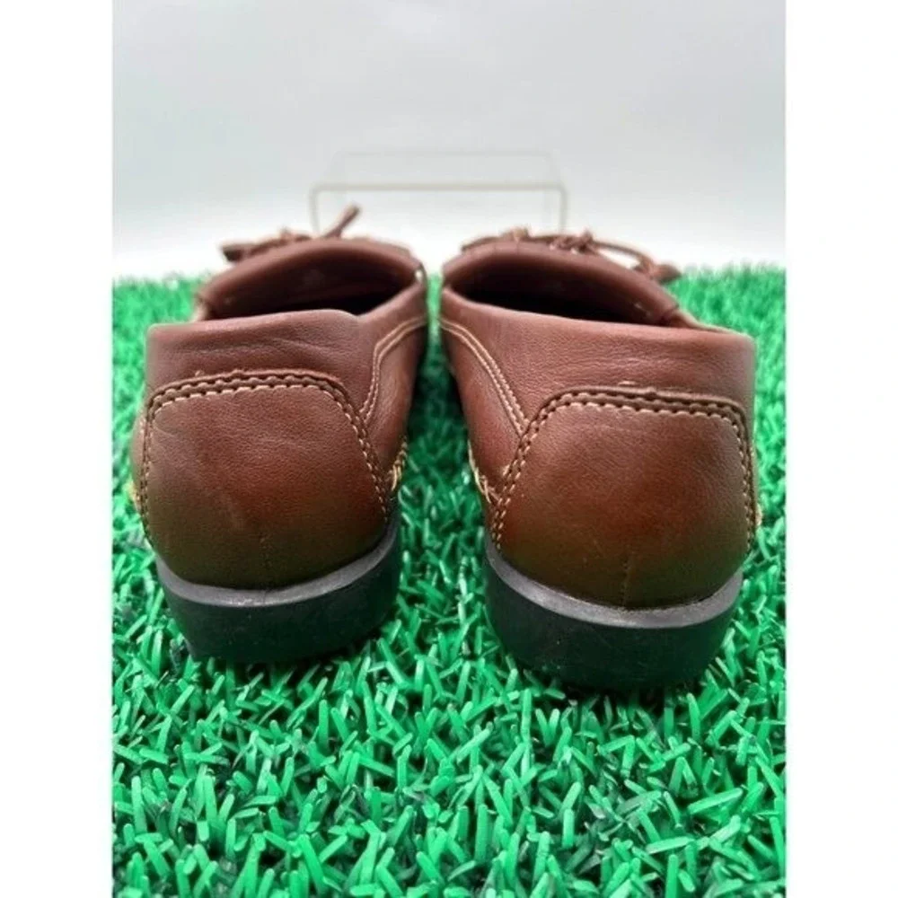 Dexter Womens 7W Brown Leather Kiltie Tassel Loafers Whipstitch Slip On Shoes